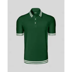 Men's Golf Polo Shirt Dark Green Short Sleeve Top Golf Attire Clothes Outfits Wear Apparel