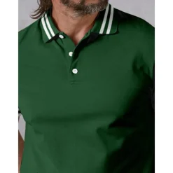 Men's Golf Polo Shirt Dark Green Short Sleeve Top Golf Attire Clothes Outfits Wear Apparel