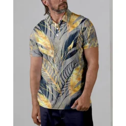 Men's Golf Polo Shirt Dark Blue Short Sleeve Top Golf Attire Clothes Outfits Wear Apparel