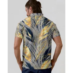 Men's Golf Polo Shirt Dark Blue Short Sleeve Top Golf Attire Clothes Outfits Wear Apparel