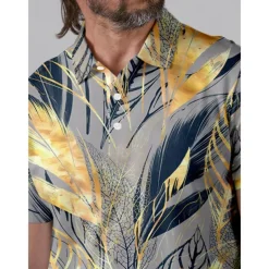 Men's Golf Polo Shirt Dark Blue Short Sleeve Top Golf Attire Clothes Outfits Wear Apparel