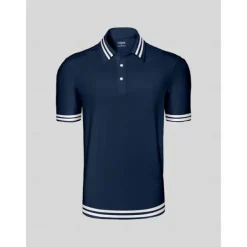 Men's Golf Polo Shirt Navy Blue Short Sleeve Top Golf Attire Clothes Outfits Wear Apparel
