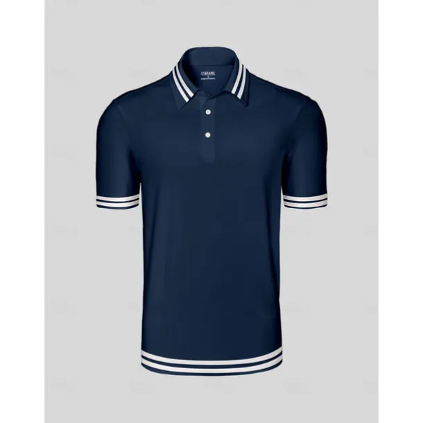 Men's Golf Polo Shirt Navy Blue Short Sleeve Top Golf Attire Clothes Outfits Wear Apparel