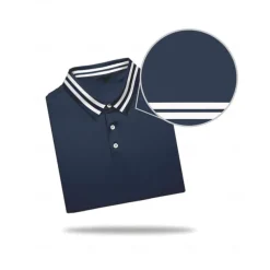 Men's Golf Polo Shirt Navy Blue Short Sleeve Top Golf Attire Clothes Outfits Wear Apparel