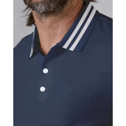 Men's Golf Polo Shirt Navy Blue Short Sleeve Top Golf Attire Clothes Outfits Wear Apparel