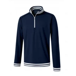 Men's Golf Polo Shirt Navy Blue Long Sleeve Top Golf Attire Clothes Outfits Wear Apparel