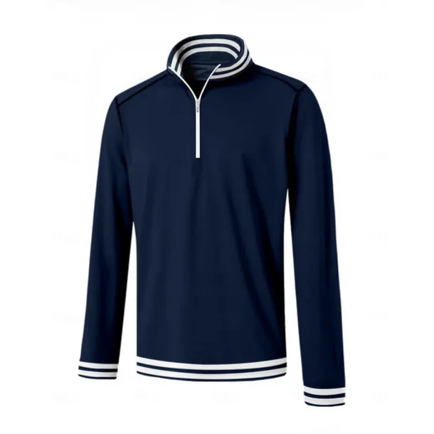 Men's Golf Polo Shirt Navy Blue Long Sleeve Top Golf Attire Clothes Outfits Wear Apparel