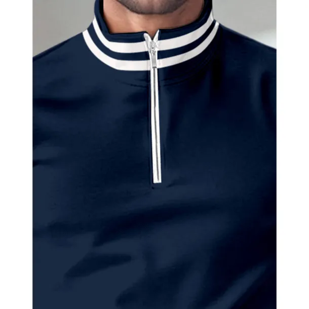 Men's Golf Polo Shirt Navy Blue Long Sleeve Top Golf Attire Clothes Outfits Wear Apparel