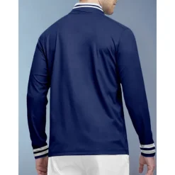 Men's Golf Polo Shirt Navy Blue Long Sleeve Top Golf Attire Clothes Outfits Wear Apparel