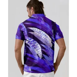 Men's Golf Polo Shirt Purple Short Sleeve Top Golf Attire Clothes Outfits Wear Apparel