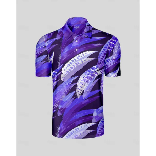 Men's Golf Polo Shirt Purple Short Sleeve Top Golf Attire Clothes Outfits Wear Apparel