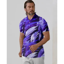 Men's Golf Polo Shirt Purple Short Sleeve Top Golf Attire Clothes Outfits Wear Apparel