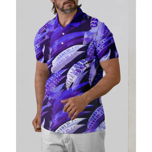 Men's Golf Polo Shirt Purple Short Sleeve Top Golf Attire Clothes Outfits Wear Apparel