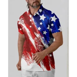 Men's Golf Polo Shirt Red Short Sleeve Top Golf Attire Clothes Outfits Wear Apparel