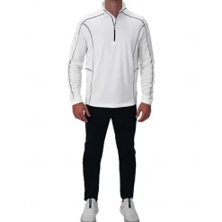 Men's Golf Polo Shirt White Long Sleeve Top Golf Attire Clothes Outfits Wear Apparel