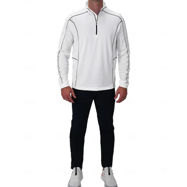 Men's Golf Polo Shirt White Long Sleeve Top Golf Attire Clothes Outfits Wear Apparel