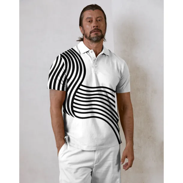 Men's Golf Polo Shirt White Short Sleeve Top Golf Attire Clothes Outfits Wear Apparel