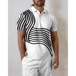 Men's Golf Polo Shirt White Short Sleeve Top Golf Attire Clothes Outfits Wear Apparel