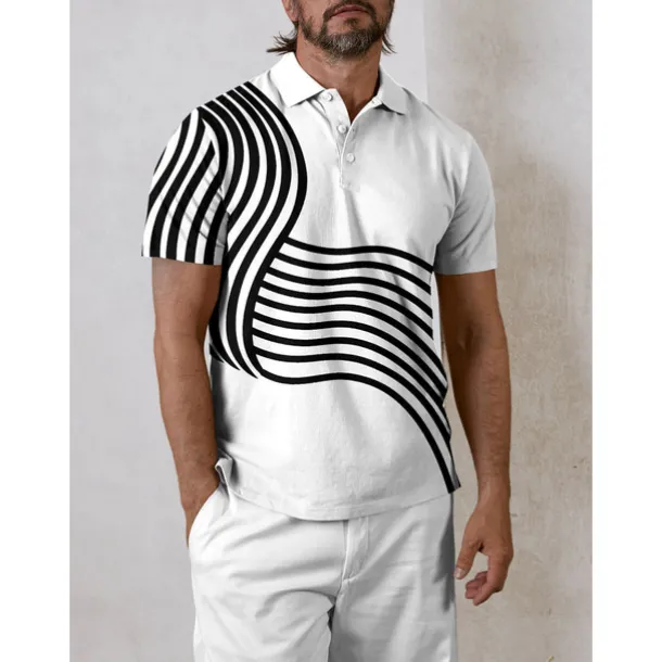 Men's Golf Polo Shirt White Short Sleeve Top Golf Attire Clothes Outfits Wear Apparel