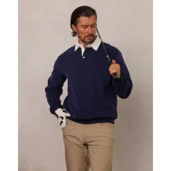 Men's Golf Pullover Sweatshirt Black Navy Blue Dark Grey Long Sleeve Top Golf Attire Clothes Outfits Wear Apparel