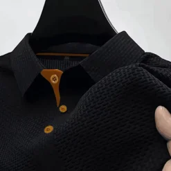 Men's Golf Shirt Golf Polos Shirts Work Casual Lapel Short Sleeve Basic Modern Plain Buttons Jacquard Summer Regular Fit Black White Navy Blue Blue sky blue Dark Gray Golf Shirt