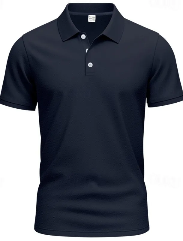 Men's Golf Shirt Golf Polos Shirts Work Casual Lapel Short Sleeve Basic Modern Plain Buttons Spring & Summer Regular Fit Black White Yellow Red Navy Blue Royal Blue Golf Shirt