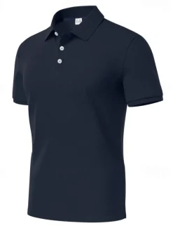 Men's Golf Shirt Golf Polos Shirts Work Casual Lapel Short Sleeve Basic Modern Plain Buttons Spring & Summer Regular Fit Black White Yellow Red Navy Blue Royal Blue Golf Shirt