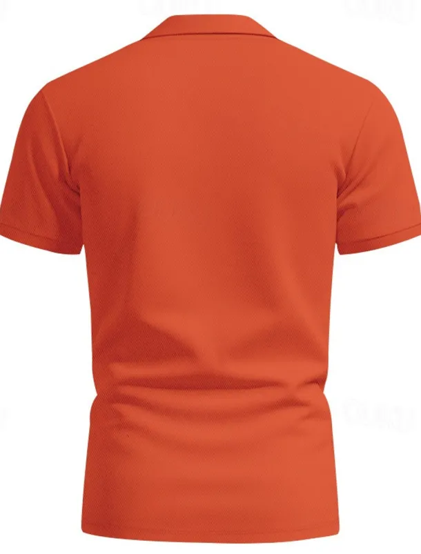 Men's Golf Shirt Golf Polos Shirts Work Casual Lapel Short Sleeve Basic Modern Plain Buttons Spring & Summer Regular Fit Black White Yellow Red Navy Blue Royal Blue Golf Shirt