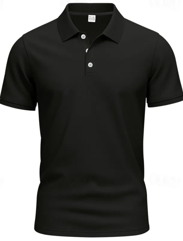 Men's Golf Shirt Golf Polos Shirts Work Casual Lapel Short Sleeve Basic Modern Plain Buttons Spring & Summer Regular Fit Black White Yellow Red Navy Blue Royal Blue Golf Shirt