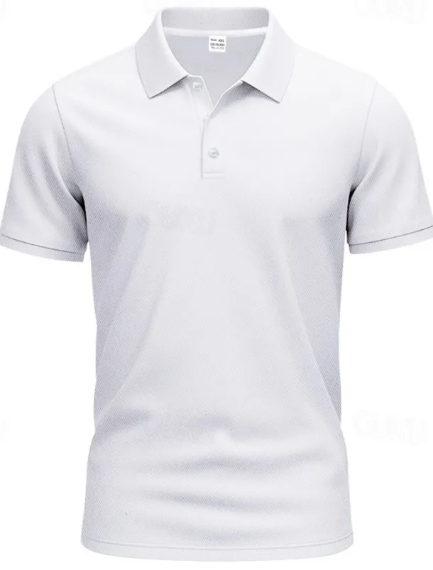 Men's Golf Shirt Golf Polos Shirts Work Casual Lapel Short Sleeve Basic Modern Plain Buttons Spring & Summer Regular Fit Black White Yellow Red Navy Blue Royal Blue Golf Shirt