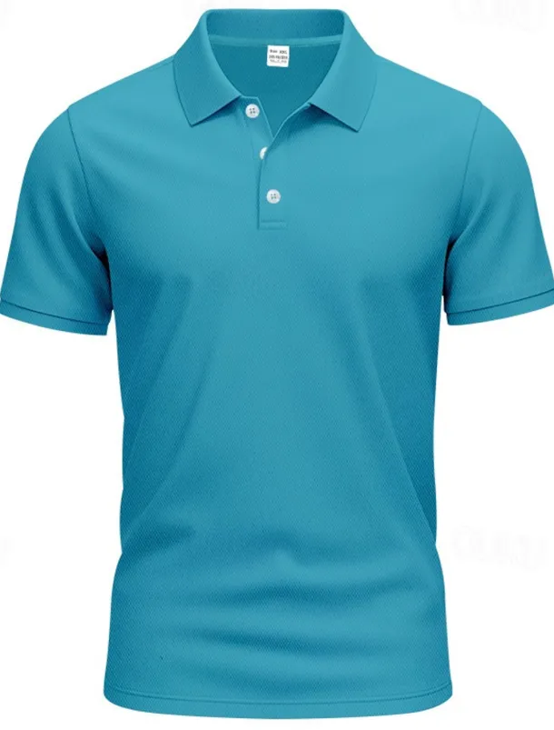 Men's Golf Shirt Golf Polos Shirts Work Casual Lapel Short Sleeve Basic Modern Plain Buttons Spring & Summer Regular Fit Black White Yellow Red Navy Blue Royal Blue Golf Shirt