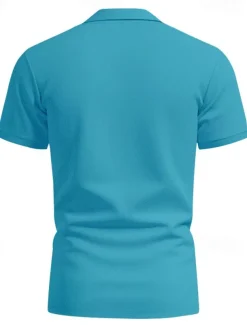 Men's Golf Shirt Golf Polos Shirts Work Casual Lapel Short Sleeve Basic Modern Plain Buttons Spring & Summer Regular Fit Black White Yellow Red Navy Blue Royal Blue Golf Shirt