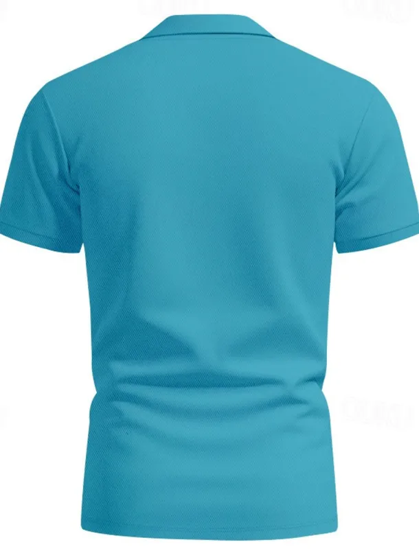 Men's Golf Shirt Golf Polos Shirts Work Casual Lapel Short Sleeve Basic Modern Plain Buttons Spring & Summer Regular Fit Black White Yellow Red Navy Blue Royal Blue Golf Shirt