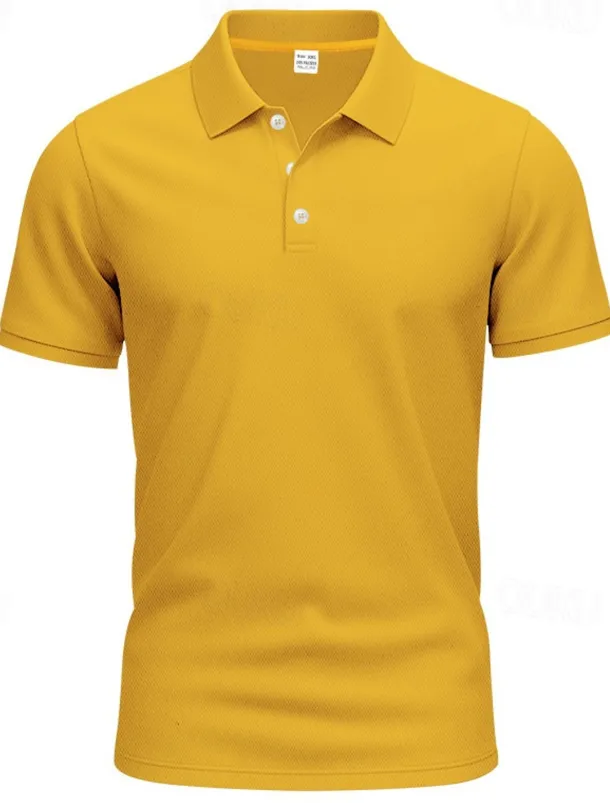 Men's Golf Shirt Golf Polos Shirts Work Casual Lapel Short Sleeve Basic Modern Plain Buttons Spring & Summer Regular Fit Black White Yellow Red Navy Blue Royal Blue Golf Shirt