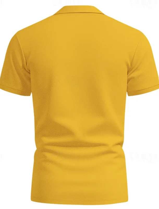 Men's Golf Shirt Golf Polos Shirts Work Casual Lapel Short Sleeve Basic Modern Plain Buttons Spring & Summer Regular Fit Black White Yellow Red Navy Blue Royal Blue Golf Shirt