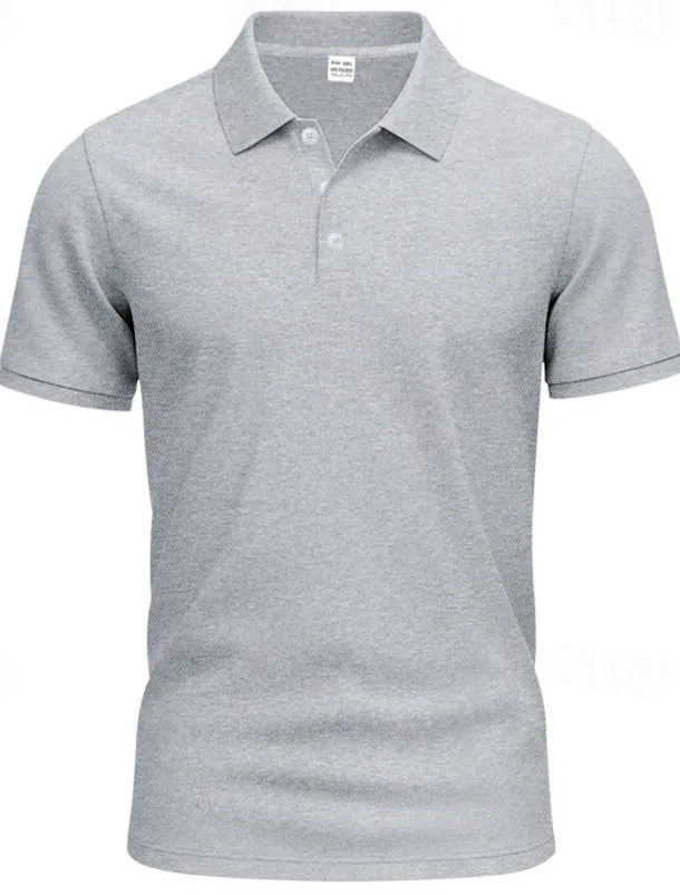 Men's Golf Shirt Golf Polos Shirts Work Casual Lapel Short Sleeve Basic Modern Plain Buttons Spring & Summer Regular Fit Black White Yellow Red Navy Blue Royal Blue Golf Shirt