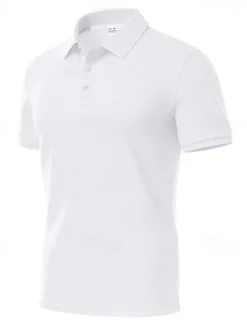 Men's Golf Shirt Golf Polos Shirts Work Casual Lapel Short Sleeve Basic Modern Plain Buttons Spring & Summer Regular Fit Black White Yellow Red Navy Blue Royal Blue Golf Shirt