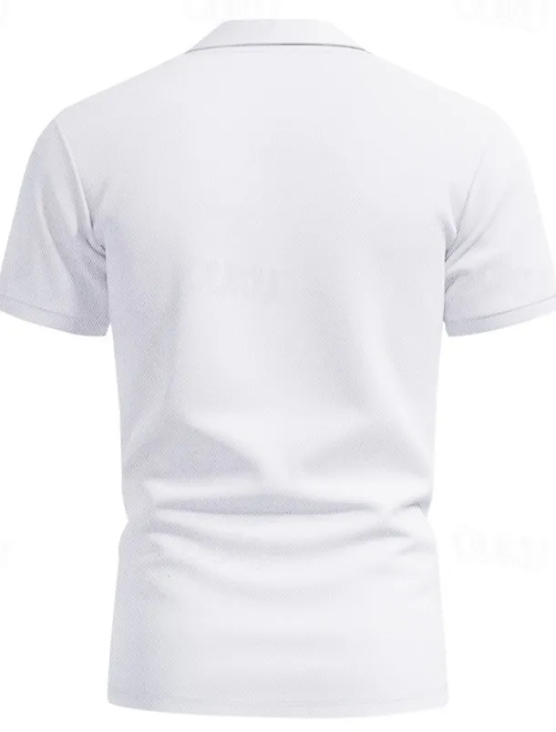 Men's Golf Shirt Golf Polos Shirts Work Casual Lapel Short Sleeve Basic Modern Plain Buttons Spring & Summer Regular Fit Black White Yellow Red Navy Blue Royal Blue Golf Shirt