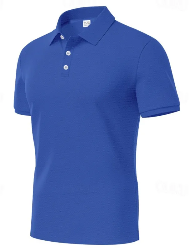 Men's Golf Shirt Golf Polos Shirts Work Casual Lapel Short Sleeve Basic Modern Plain Buttons Spring & Summer Regular Fit Black White Yellow Red Navy Blue Royal Blue Golf Shirt