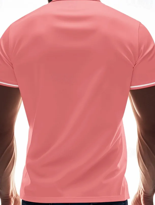 Men's Golf Shirt Golf Polos Shirts Work Casual Lapel Short Sleeve Basic Modern Plain Patchwork Buttons Summer Regular Fit Black White Pink Red Navy Blue Emerald Green Golf Shirt