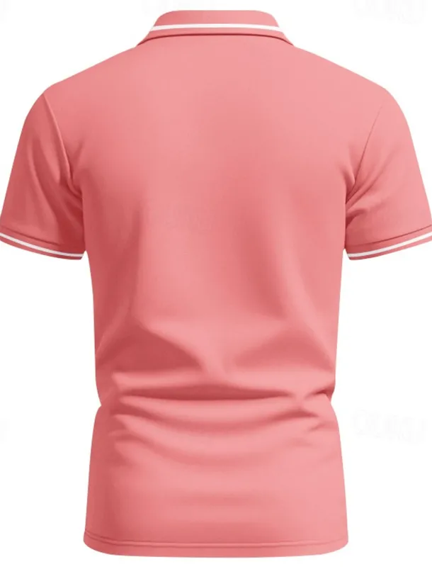 Men's Golf Shirt Golf Polos Shirts Work Casual Lapel Short Sleeve Basic Modern Plain Patchwork Buttons Summer Regular Fit Black White Pink Red Navy Blue Emerald Green Golf Shirt