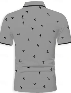 Men's Golf Shirt Golf Polos Shirts Work Casual Lapel Short Sleeve Basic Modern Flamingo Buttons Summer Spring Regular Fit Lake blue Wine Dark Red Pink Dark Pink Blue Golf Shirt