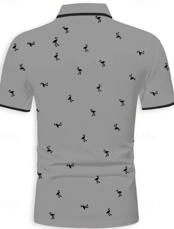 Men's Golf Shirt Golf Polos Shirts Work Casual Lapel Short Sleeve Basic Modern Flamingo Buttons Summer Spring Regular Fit Lake blue Wine Dark Red Pink Dark Pink Blue Golf Shirt