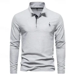 Men's Golf Shirt Golf Polo Work Casual Lapel Long Sleeve Basic Modern Color Block Embroidery Patchwork Embroidered Spring & Fall Regular Fit Depression Green Black White Red Navy Blue Royal Blue