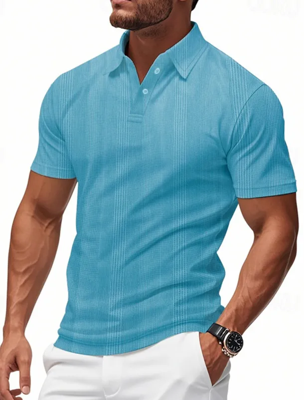 Men's Golf Shirt Golf Polos Shirts Work Casual Lapel Short Sleeve Basic Modern Plain Patchwork Buttons Summer Regular Fit claret Black White Light Grey Khaki Light Blue Golf Shirt