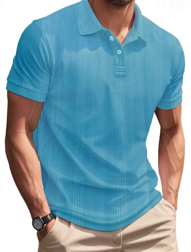 Men's Golf Shirt Golf Polos Shirts Work Casual Lapel Short Sleeve Basic Modern Plain Patchwork Buttons Summer Regular Fit claret Black White Light Grey Khaki Light Blue Golf Shirt