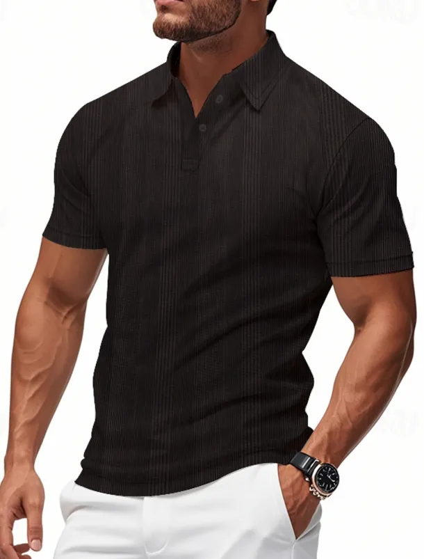 Men's Golf Shirt Golf Polos Shirts Work Casual Lapel Short Sleeve Basic Modern Plain Patchwork Buttons Summer Regular Fit claret Black White Light Grey Khaki Light Blue Golf Shirt