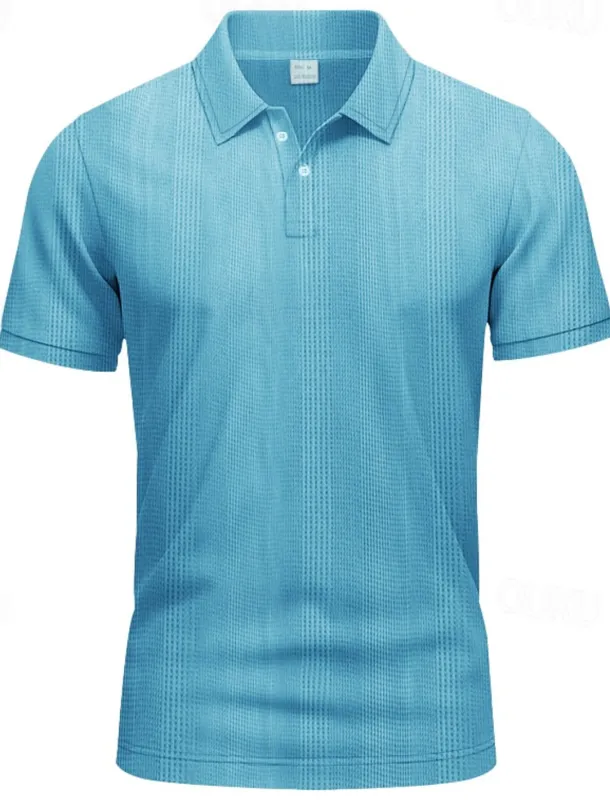 Men's Golf Shirt Golf Polos Shirts Work Casual Lapel Short Sleeve Basic Modern Plain Patchwork Buttons Summer Regular Fit claret Black White Light Grey Khaki Light Blue Golf Shirt