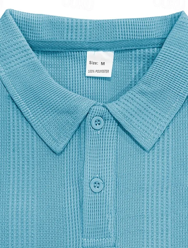 Men's Golf Shirt Golf Polos Shirts Work Casual Lapel Short Sleeve Basic Modern Plain Patchwork Buttons Summer Regular Fit claret Black White Light Grey Khaki Light Blue Golf Shirt