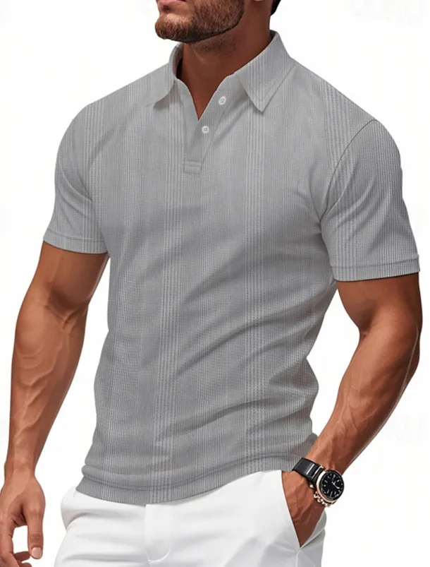 Men's Golf Shirt Golf Polos Shirts Work Casual Lapel Short Sleeve Basic Modern Plain Patchwork Buttons Summer Regular Fit claret Black White Light Grey Khaki Light Blue Golf Shirt